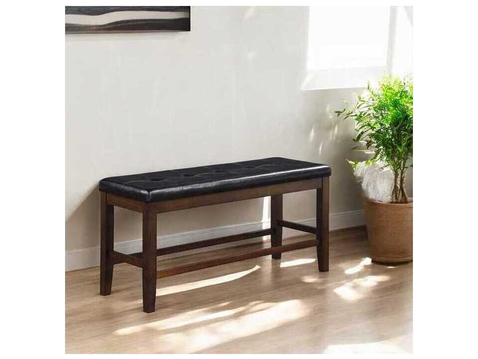 Acme Furniture Urbana Black Synthetic Leather Espresso Faux Accent Bench