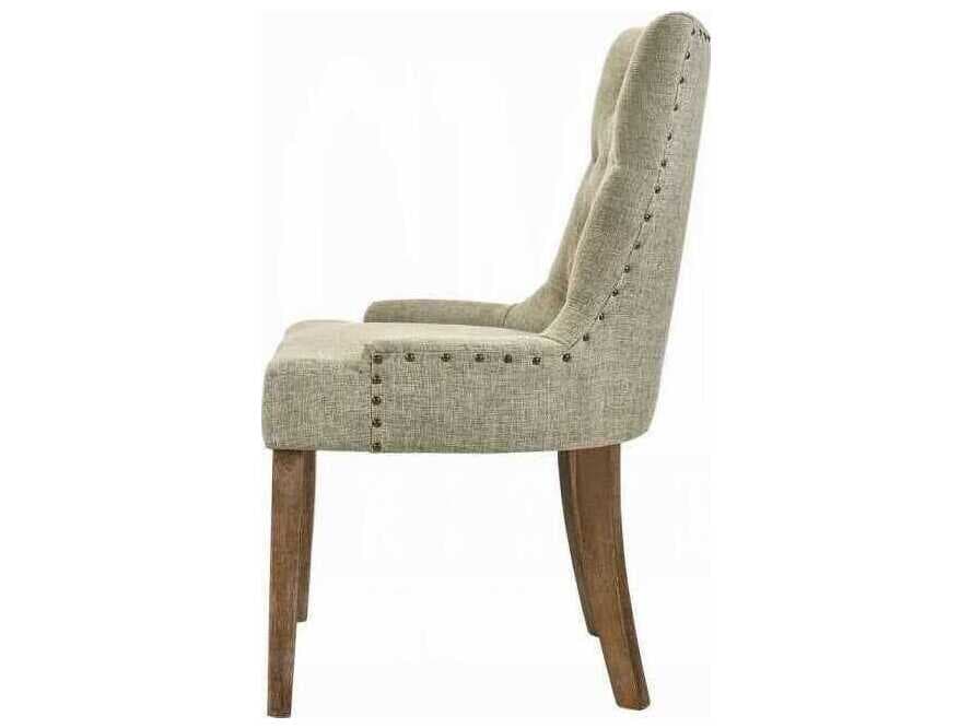 Acme Furniture Rubberwood Beige Upholstered Armless Dining Chair Set of 2