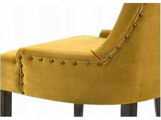 Acme Furniture Farren Rubberwood Yellow Velvet Upholstered Armless Dining Chair Set of 2