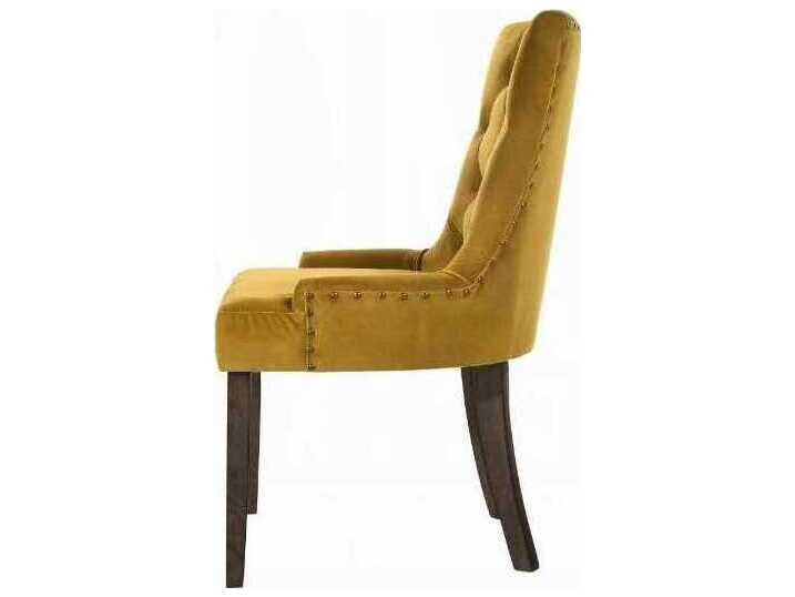 Acme Furniture Farren Rubberwood Yellow Velvet Upholstered Armless Dining Chair Set of 2
