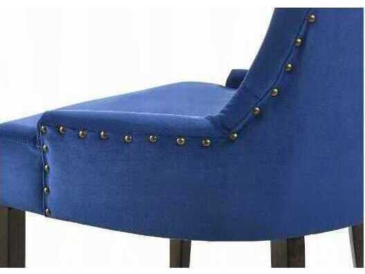 Acme Furniture Farren Rubberwood Blue Velvet Upholstered Armless Dining Chair Set of 2