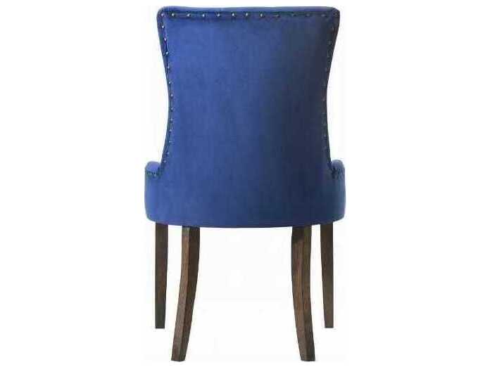 Acme Furniture Farren Rubberwood Blue Velvet Upholstered Armless Dining Chair Set of 2