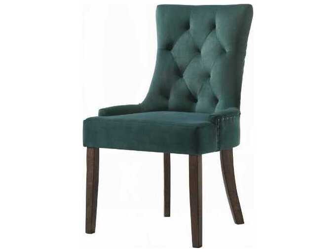 Acme Furniture Farren Rubberwood Green Velvet Upholstered Armless Dining Chair Set of 2
