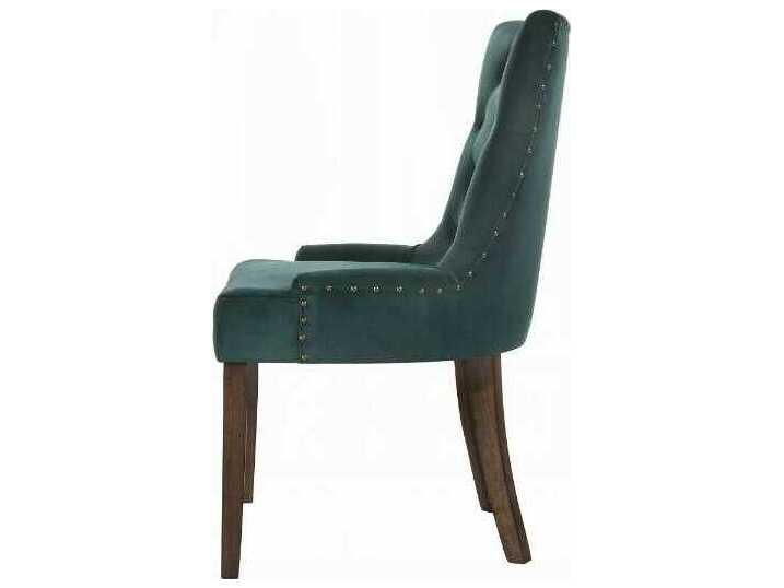 Acme Furniture Farren Rubberwood Green Velvet Upholstered Armless Dining Chair Set of 2