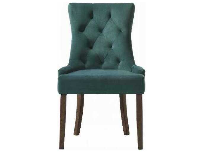 Acme Furniture Farren Rubberwood Green Velvet Upholstered Armless Dining Chair Set of 2