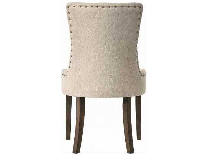 Acme Furniture Farren Rubberwood Beige Upholstered Armless Dining Chair Set of 2