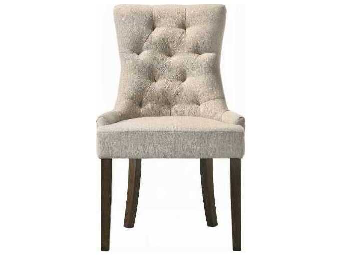 Acme Furniture Farren Rubberwood Beige Upholstered Armless Dining Chair Set of 2