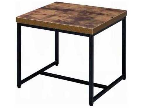 Acme Furniture Bob Rectangular Wood Weathered Oak Black End Table