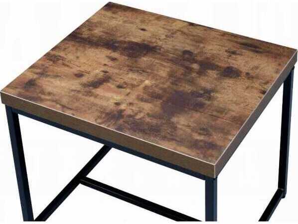 Acme Furniture Bob Rectangular Wood Weathered Oak Black End Table