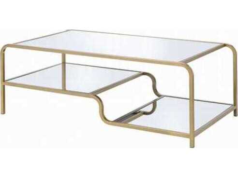 Acme Furniture Rectangular Gold Mirror Coffee Table