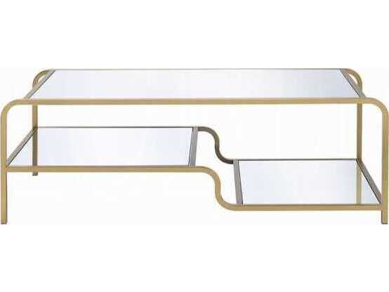 Acme Furniture Rectangular Gold Mirror Coffee Table