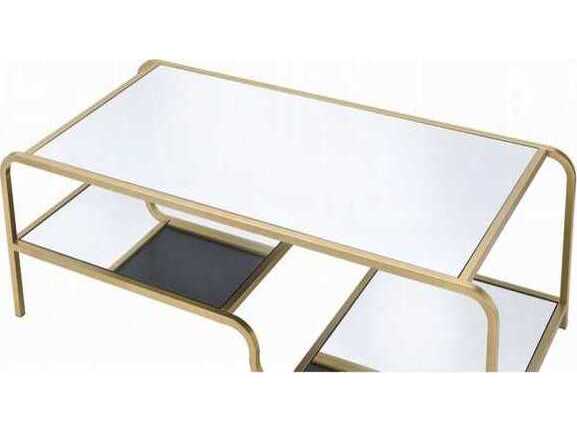 Acme Furniture Rectangular Gold Mirror Coffee Table