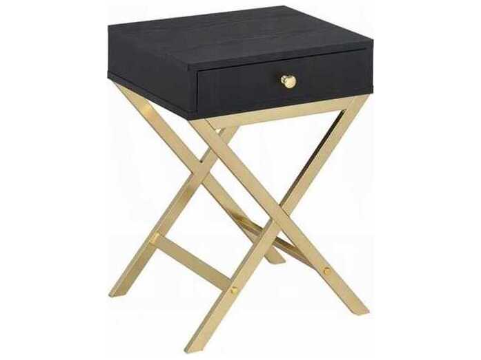 Acme Furniture Coleen Rectangular Wood Black Brass End Table