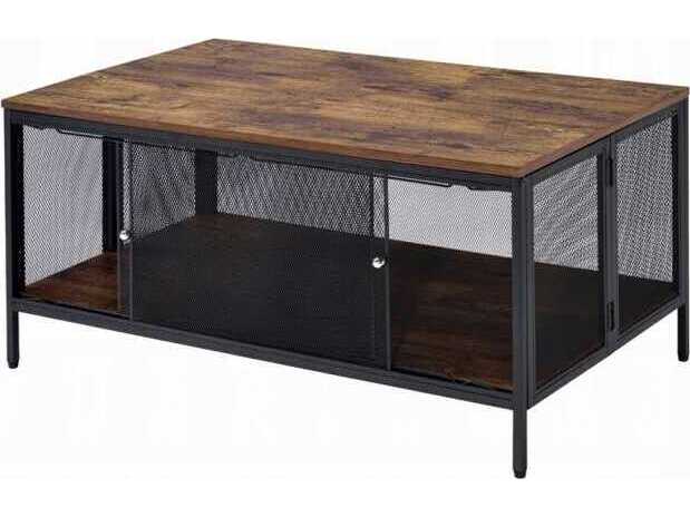 Acme Furniture Rectangular Wood Antique Oak Black Coffee Table