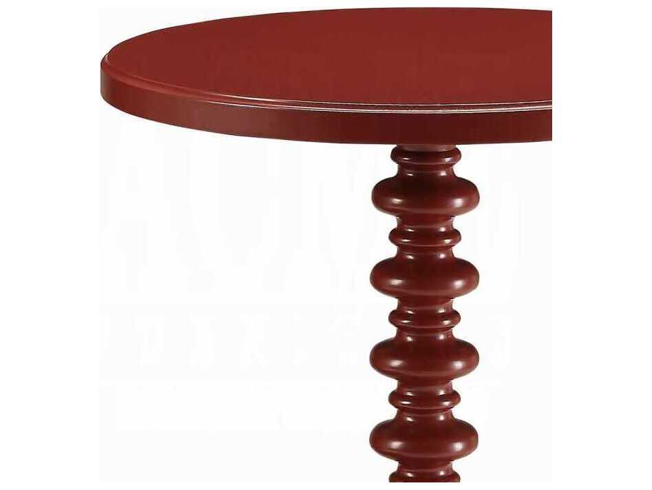 Acme Furniture Acton Round Wood Red End Table