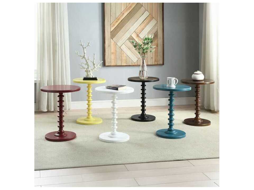 Acme Furniture Acton Round Wood Red End Table