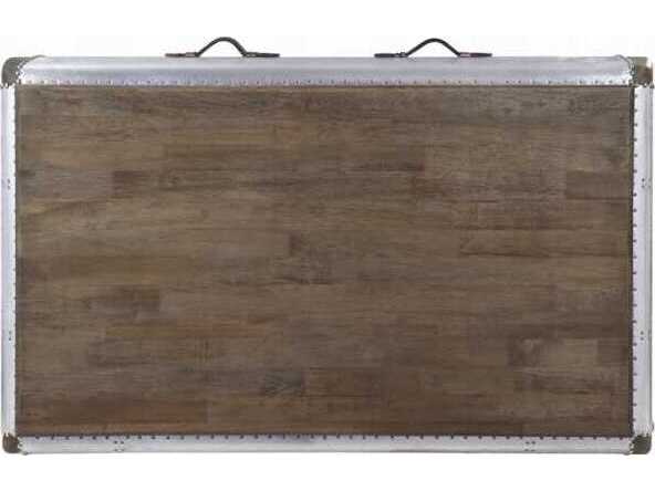 Acme Furniture Brancaster Rectangular Wood Antique Oak Aluminum Coffee Table