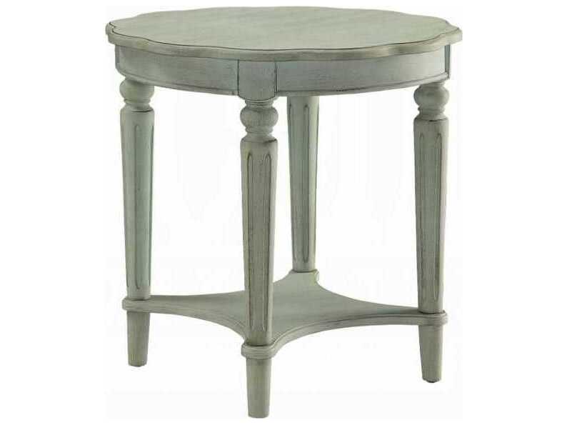 Acme Furniture Fordon Round Wood Antique Green End Table