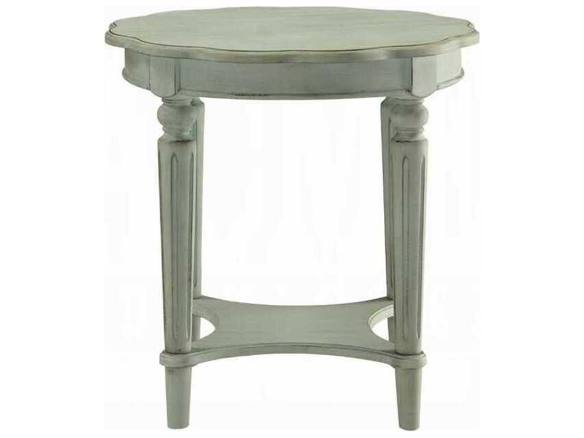 Acme Furniture Fordon Round Wood Antique Green End Table