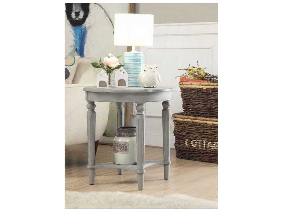 Acme Furniture Fordon Round Wood Antique Slate End Table
