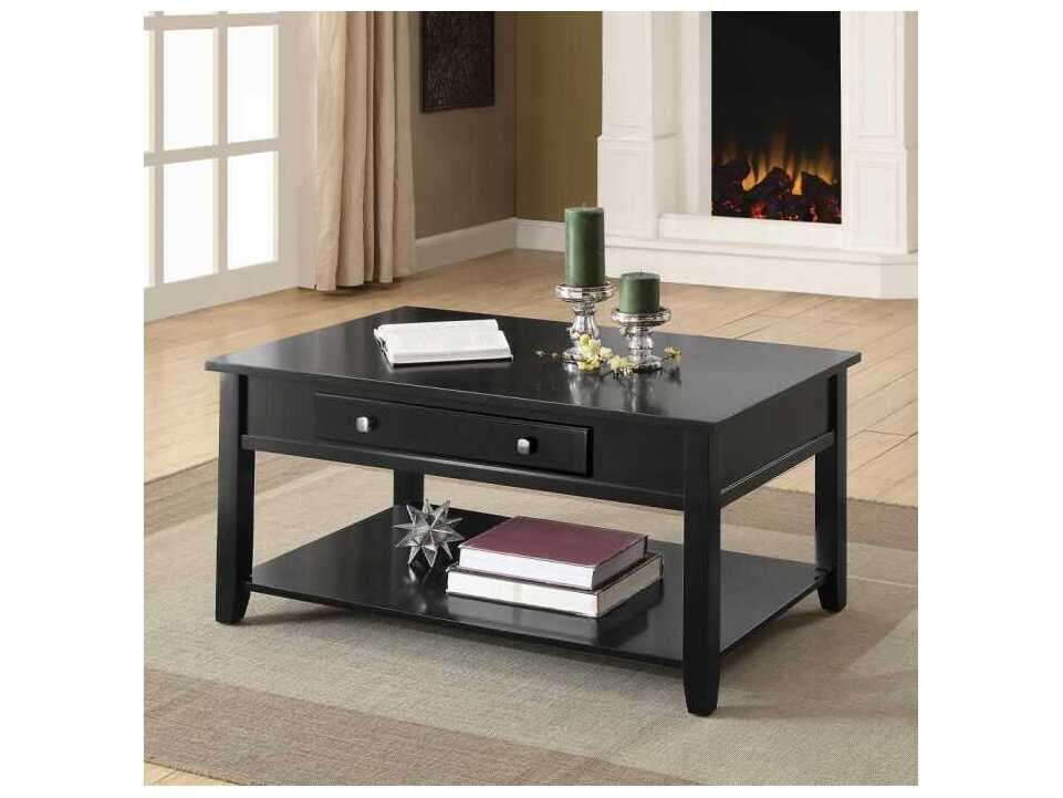 Acme Furniture Malachi Rectangular Wood Black Coffee Table