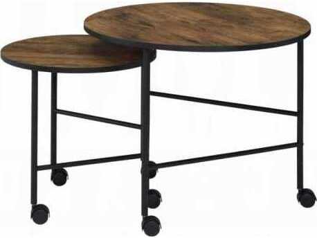 Acme Furniture Round Wood Vintage Oak End Table