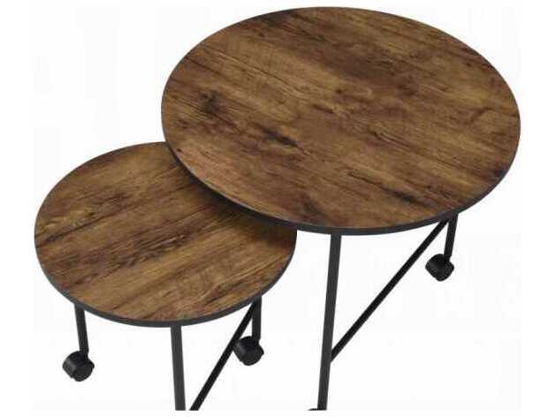 Acme Furniture Round Wood Vintage Oak End Table