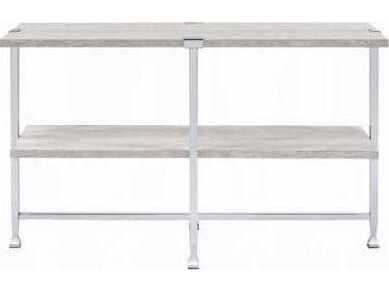 Acme Furniture Brecon Rectangular Wood White Oak Chrome Console Table