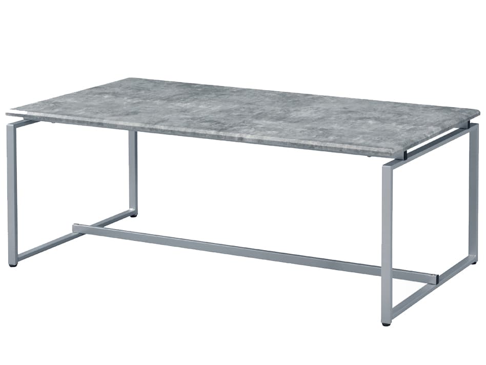 Acme Furniture Jurgen Rectangular Faux Concrete Top Silver End Table