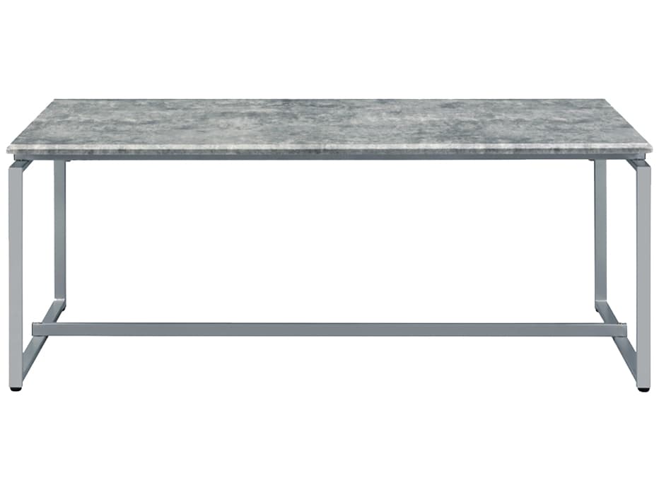 Acme Furniture Jurgen Rectangular Faux Concrete Top Silver End Table