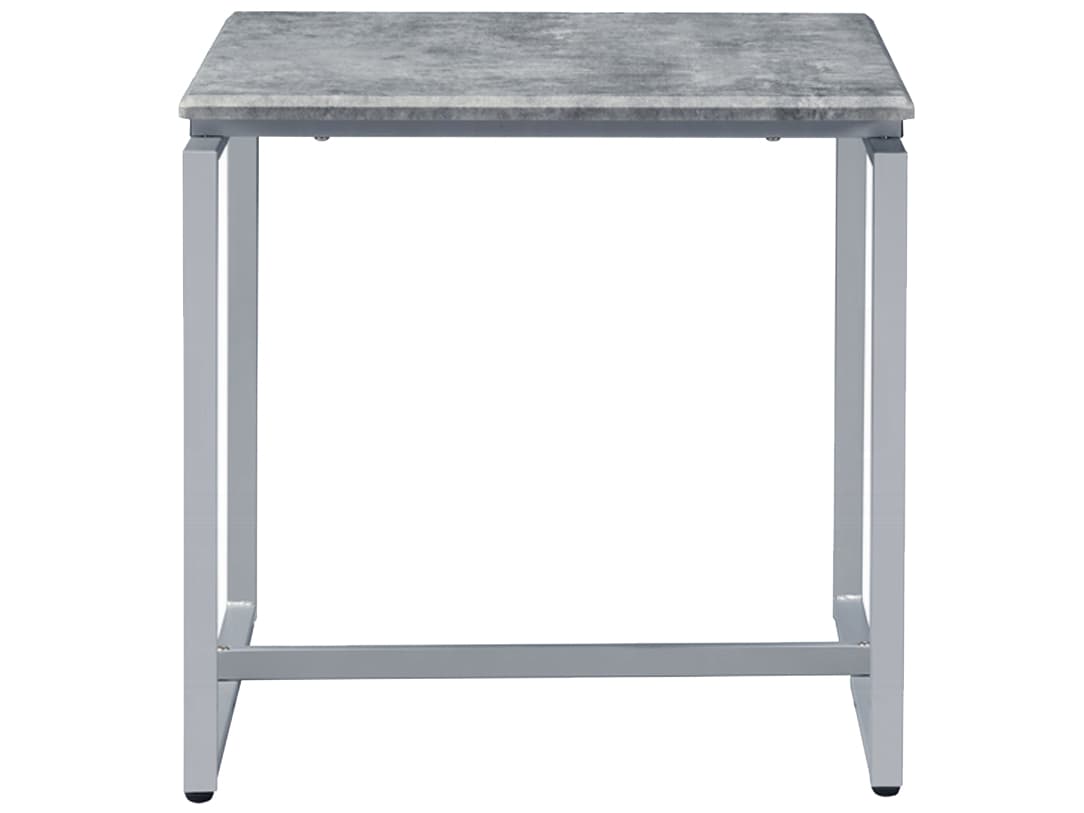 Acme Furniture Jurgen Rectangular Faux Concrete Top Silver End Table