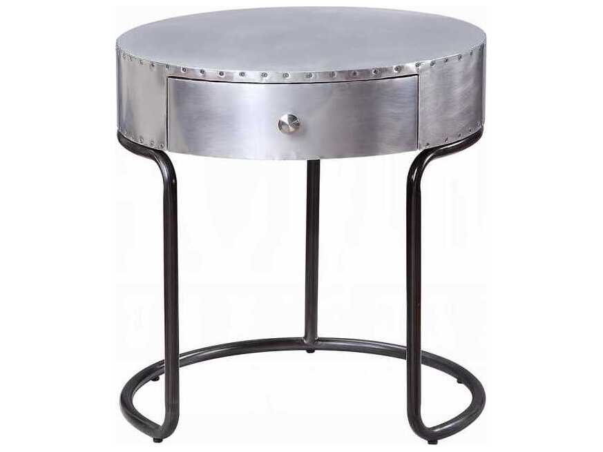 Acme Furniture Brancaster Round Metal Aluminum End Table