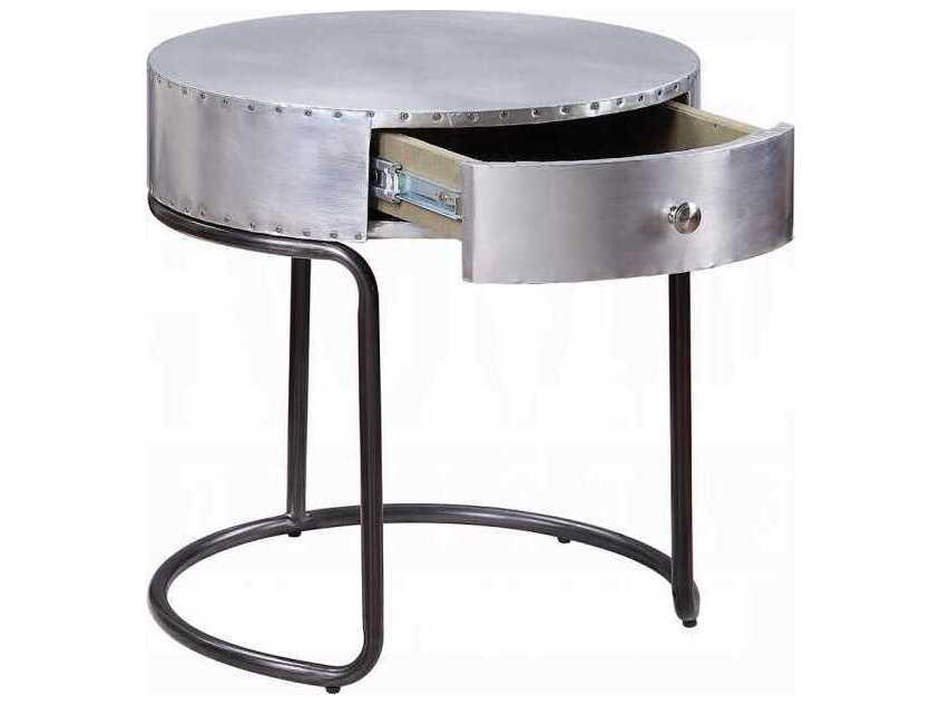 Acme Furniture Brancaster Round Metal Aluminum End Table