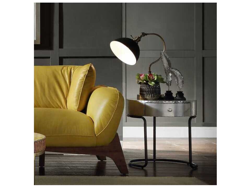 Acme Furniture Brancaster Round Metal Aluminum End Table