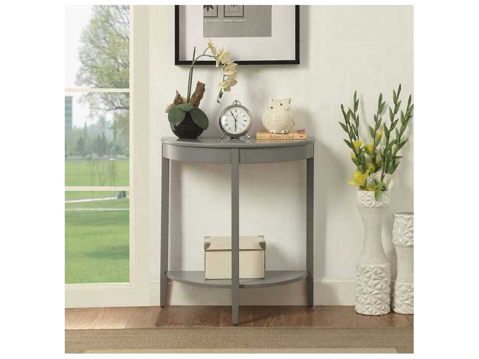 Acme Furniture Justino Demilune Wood Gray Console Table