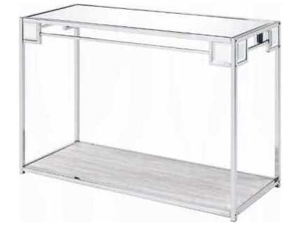 Acme Furniture Asbury Rectangular Mirrored Chrome Console Table