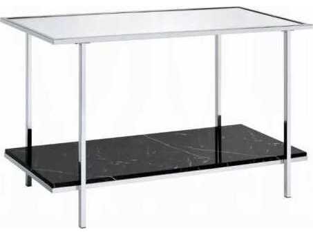 Acme Furniture Angwin Rectangular Mirrored Engineered Stone Top Chrome Console Table
