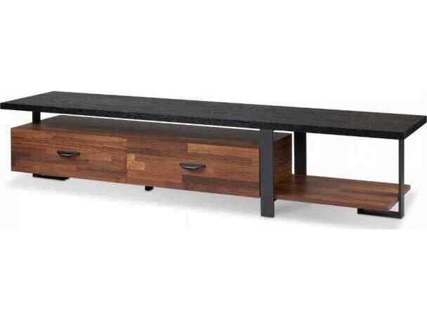 Acme Furniture 75" Oak Wood Walnut Black Media Console