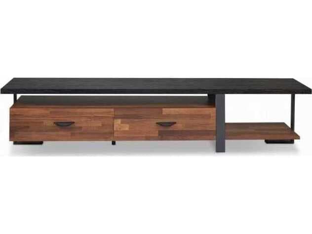 Acme Furniture 75" Oak Wood Walnut Black Media Console