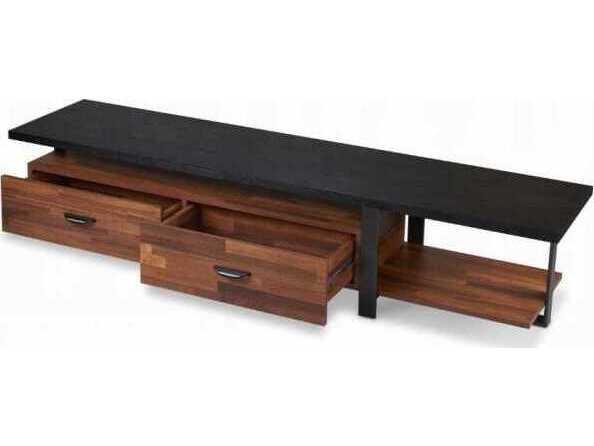 Acme Furniture 75" Oak Wood Walnut Black Media Console