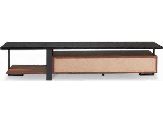 Acme Furniture 75" Oak Wood Walnut Black Media Console