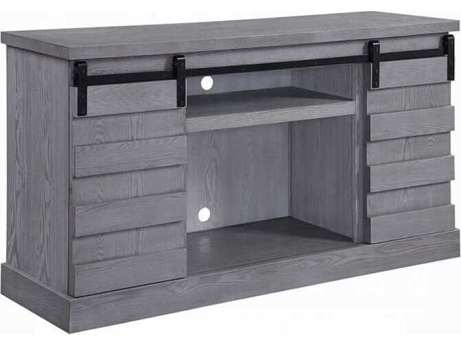 Acme Furniture Amrita 59" Gray Oak TV Stand with Fireplace