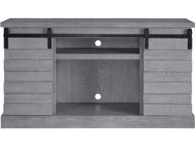 Acme Furniture Amrita 59" Gray Oak TV Stand with Fireplace
