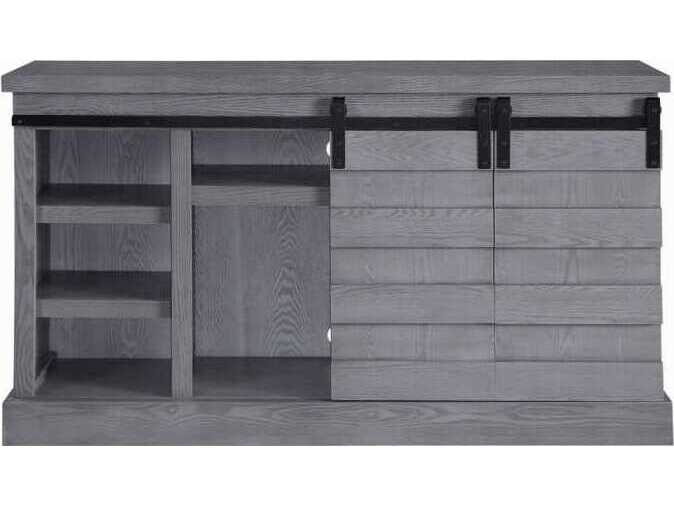 Acme Furniture Amrita 59" Gray Oak TV Stand with Fireplace