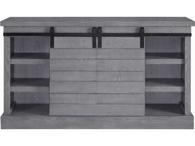 Acme Furniture Amrita 59" Gray Oak TV Stand with Fireplace