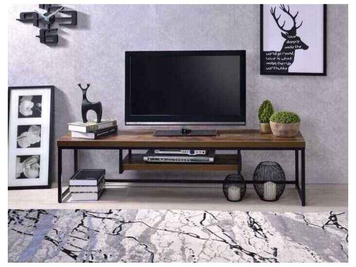 Acme Furniture Bob 47" Weathered Oak Black Metal Media Console