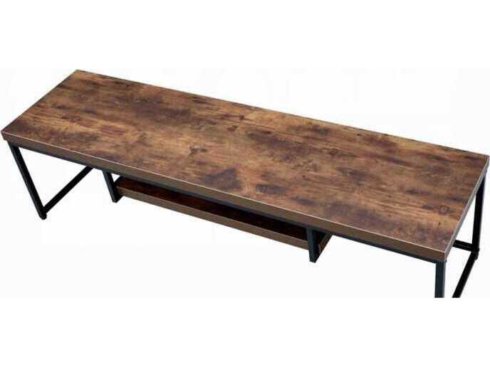 Acme Furniture Bob 59" Weathered Oak Black Metal Media Console