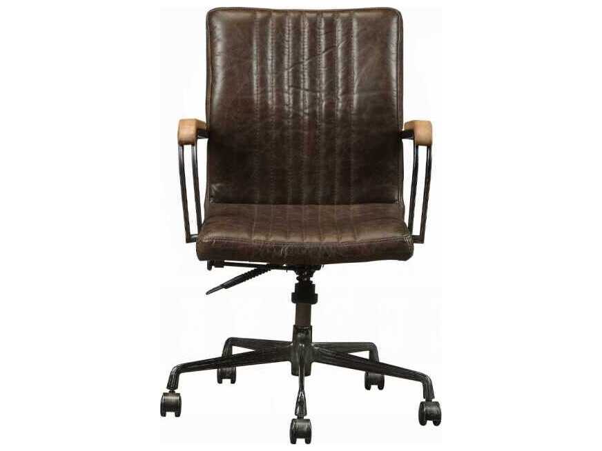 Acme Furniture Brown Leather Adjustable Swivel Task Office Chair