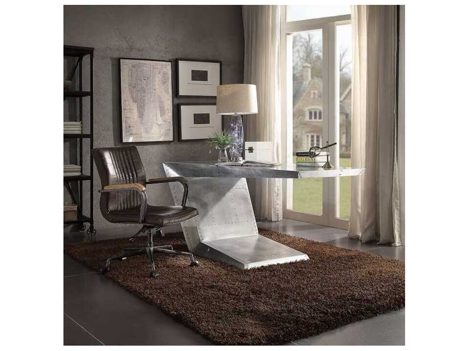 Acme Furniture Brown Leather Adjustable Swivel Task Office Chair