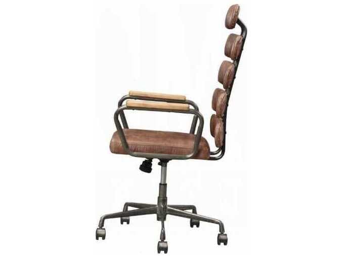 Acme Furniture Calan Brown Leather Adjustable Swivel Computer Office Chair